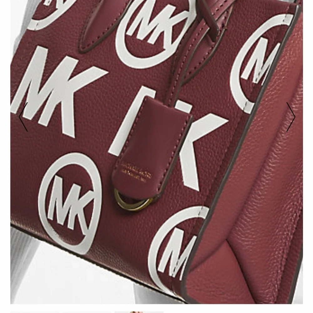 MICHAEL KORS DARK CHERRY  Mirella Small Logo Embossed Pebbled Leather Crossbody